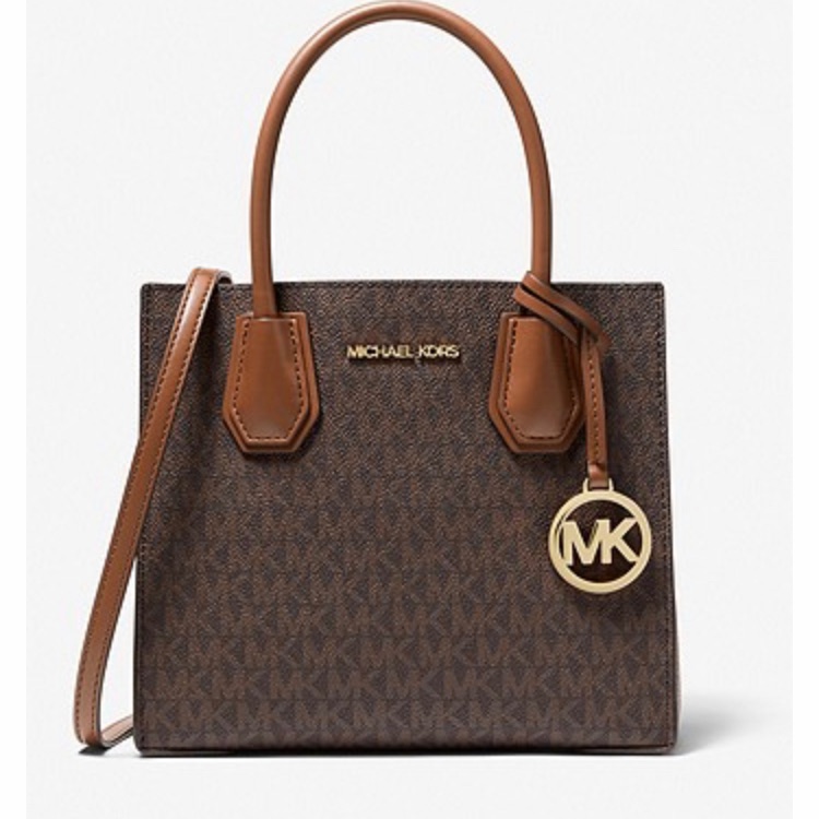 New Michael Kors Mercer Medium Logo And Leather Accordion Crossbody Bag